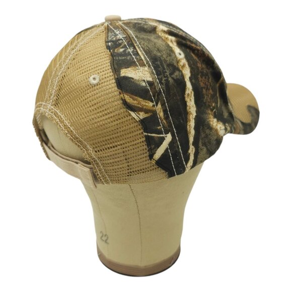 Barnhart Mesh Strapback Cap Tan Camo Curved Brim Hunter Trucker Baseball Hat - Picture 13 of 13